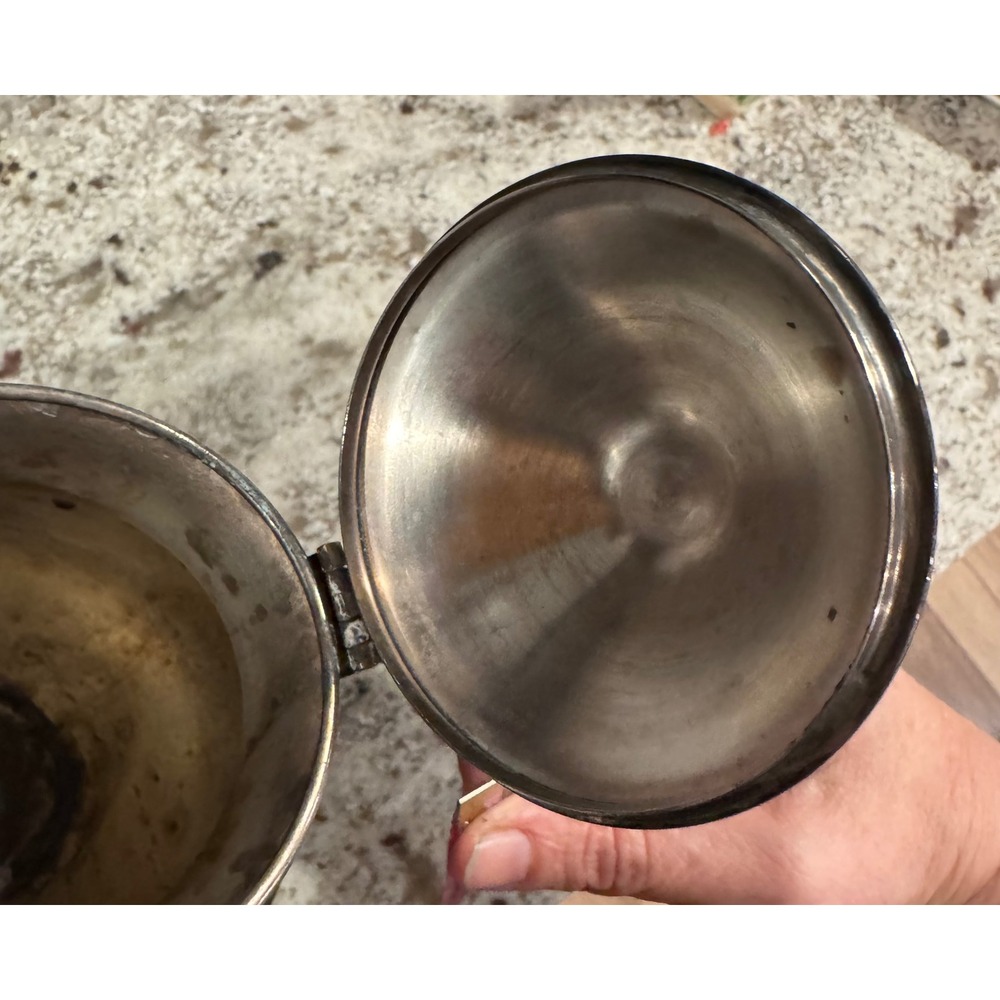 Vintage Ornate Silver Plated Footed Teapot Hinged Lid Victorian Style Tarnished - Picture 10 of 12